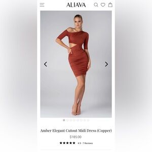 Alia Copper Cutout One-Shoulder Ruched Midi Dress (The Amber) Size Medium